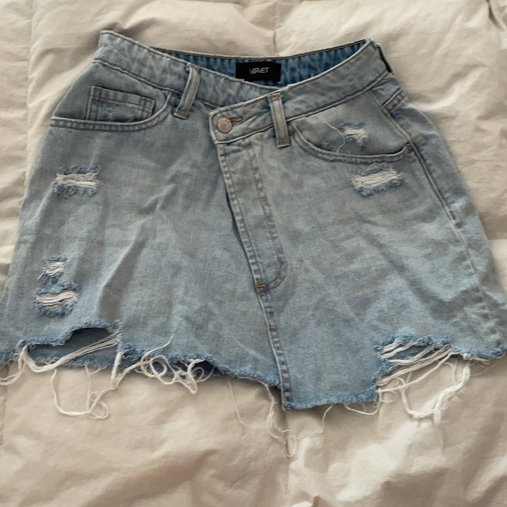 Asymmetrical denim skirt